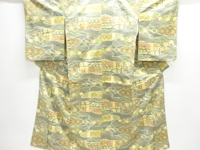 JAPANESE KIMONO / TSUMUGI / WOVEN FLORAL SARASA